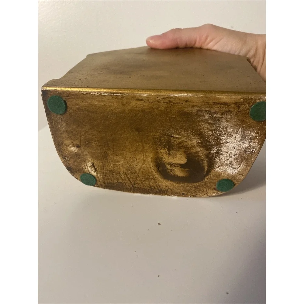 Gold Puppy Doghouse Bookends Vintage Chalkware Mid century